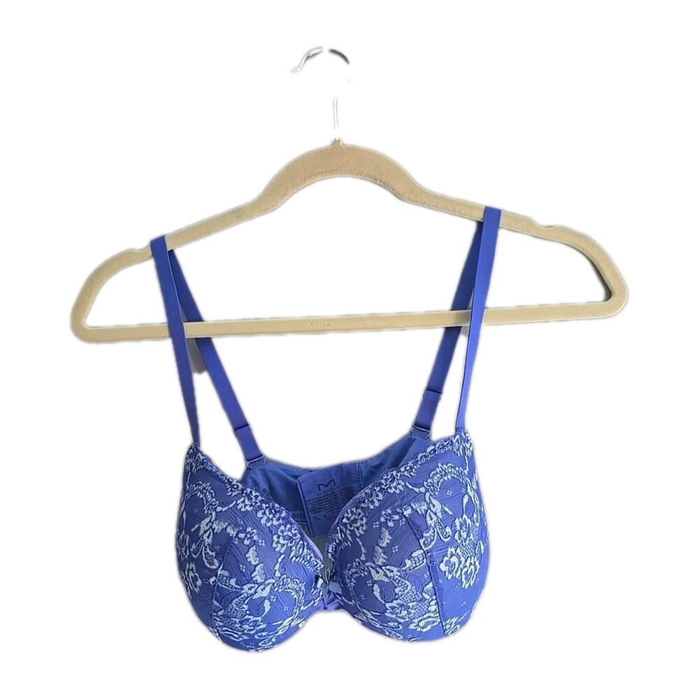 Maidenform Blue Floral Full Coverage Adjustable Underwire Push Up‎ Bra Size 36B